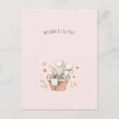 Cute Mouse With Flowers Welcome New Baby Card Postkarte (Vorderseite)