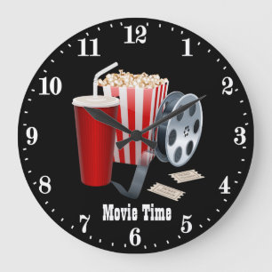 cute movie popcorn add name theater  große wanduhr