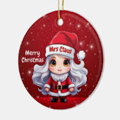 Cute Mrs Santa Claus Character Berry Red Snowy🎄 Keramik Ornament (Links)