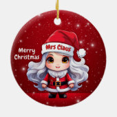 Cute Mrs Santa Claus Character Berry Red Snowy🎄 Keramik Ornament (Hinten)
