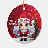 Cute Mrs Santa Claus Character Berry Red Snowy🤶🎄 Keramik Ornament (Links)