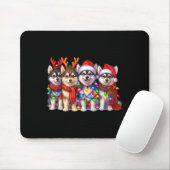 Cute Msky Christmas Dogs With Lights Long Sleeve Mousepad (Mit Mouse)