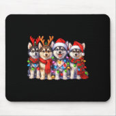 Cute Msky Christmas Dogs With Lights Long Sleeve Mousepad (Vorne)