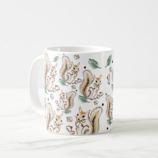 Cute mug with, liebenswerter Pattern-Squirrels Kaffeetasse (Vorderseite Links)