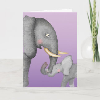 Cute mum and baby elephant Mothering Sunday card Karte