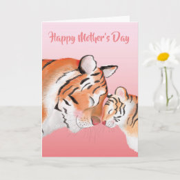 Cute mum and baby tiger Mother's Day card Karte