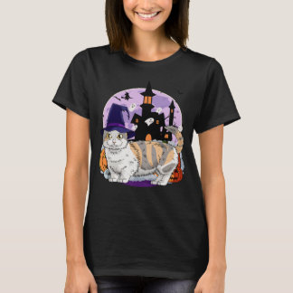 Cute Munchkin Cat Halloween Witch Pumpkin T-Shirt