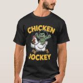 Cute Muscular Green Kid Riding Chicken – Chicken J T-Shirt (Vorderseite)