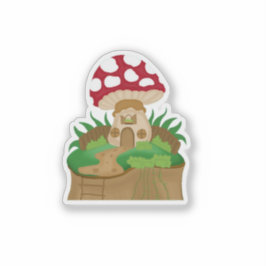 Cute Mushroom Fairy House Cottagecore Vinyl  Aufkleber