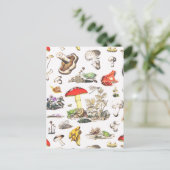 Cute Mushroom Frog Snail Forest Pattern Postkarte (Stehend Vorderseite)