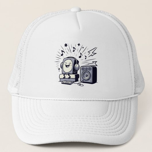 Cute Music Lover – Fun Cartoon Music Cap Truckerkappe (Vorderseite)