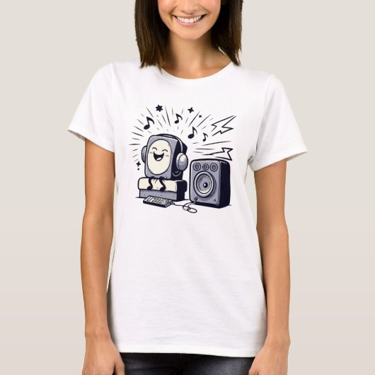 Cute Music Lover: Fun Cartoon T-Shirt Design (Vorderseite)