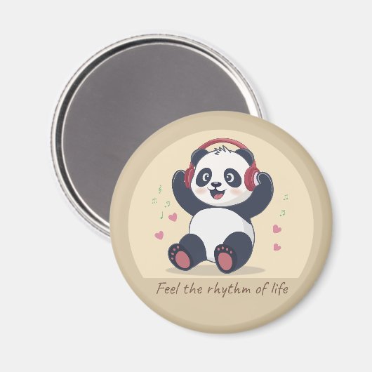 Cute Music Panda Magnet (Vorderseite/Rückseite)