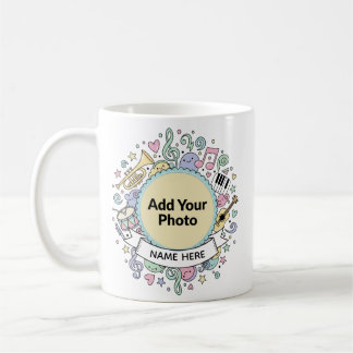 Cute Musical Doodles Kids Custom Photo Name Mug Kaffeetasse