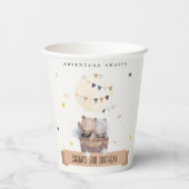 Cute Muted Teddy Hot Air Balloon Kids Birthday Pappbecher (Rückseite)