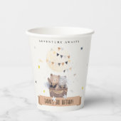 Cute Muted Teddy Hot Air Balloon Kids Birthday Pappbecher (Vorderseite)