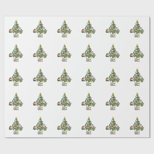 Cute My First Christmas Tree Name Pattern Geschenkpapier (Flach)