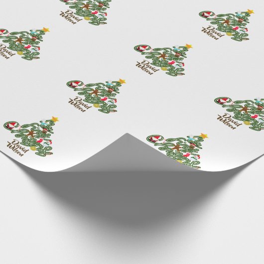 Cute My First Christmas Tree Name Pattern Geschenkpapier (Ecke)