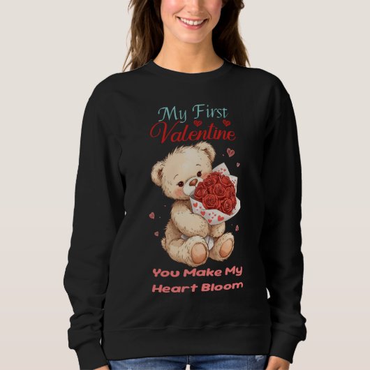 Cute My First Valentine Teddy Sweatshirt (Vorderseite)