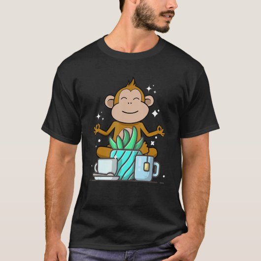 Cute Namaste Monkey Do Yoga Gardening  Coffee T-Shirt (Vorderseite)