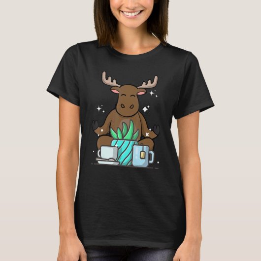 Cute Namaste Moose Do Yoga Gardening Coffee T-Shirt (Vorderseite)