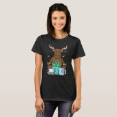 Cute Namaste Moose Do Yoga Gardening Coffee T-Shirt (Vorne ganz)
