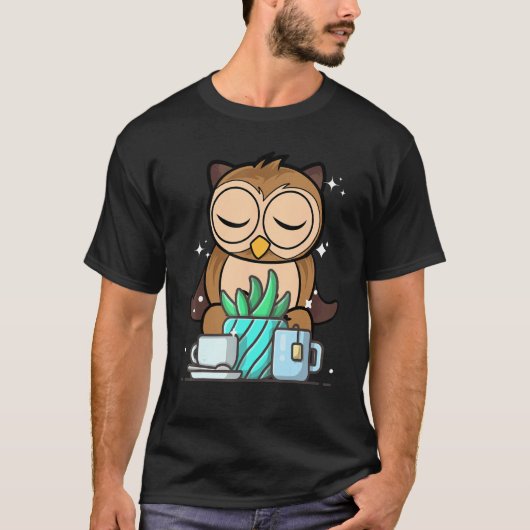 Cute Namaste Owl Do Yoga Gardening Coffee T-Shirt (Vorderseite)