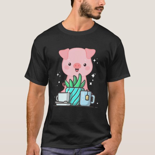 Cute Namaste Pig Do Yoga Gardening  Coffee T-Shirt (Vorderseite)