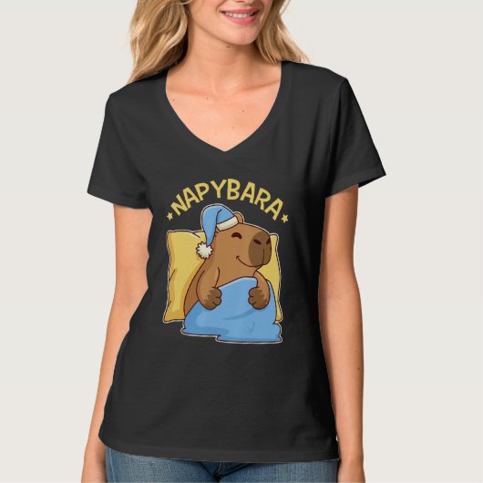 Cute Napping Capybara Pyjama Nappybara T-Shirt (Vorderseite)