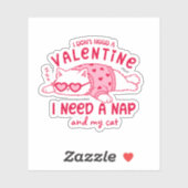 Cute Napping Cat Funny Custom Valentine Aufkleber (Blatt)