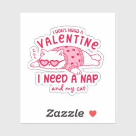 Cute Napping Cat Funny Custom Valentine Aufkleber