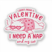 Cute Napping Cat Funny Custom Valentine Aufkleber (Vorderseite)