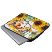 Cute Napping Kitten and Sunflowers Personalized Laptopschutzhülle (Vorne Knopf)