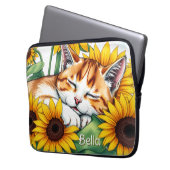 Cute Napping Kitten and Sunflowers Personalized Laptopschutzhülle (Vorderseite Links)