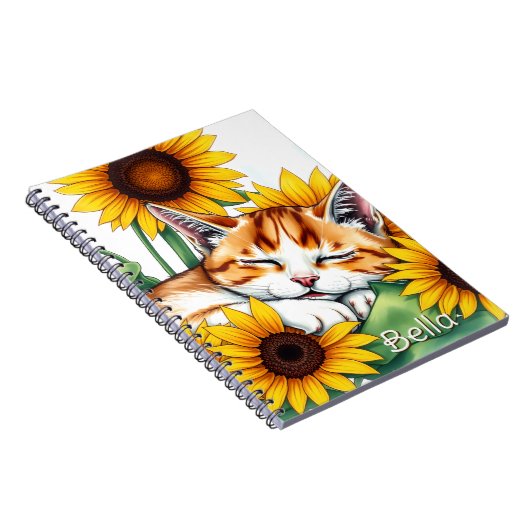 Cute Napping Kitten and Sunflowers Personalized Notizblock (Rechte Seite)