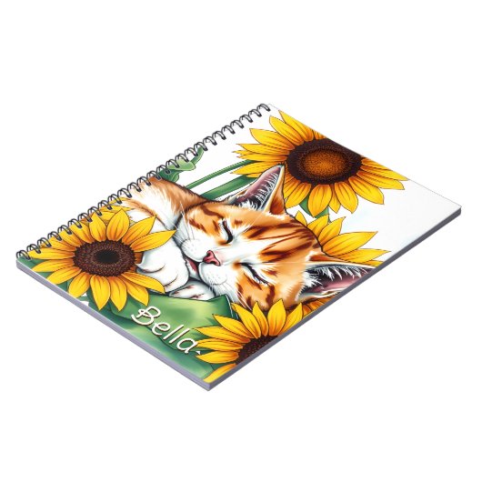 Cute Napping Kitten and Sunflowers Personalized Notizblock (Linke Seite)