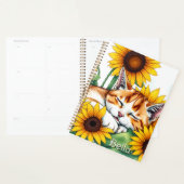 Cute Napping Kitten and Sunflowers Personalized Planer (Anzeige)