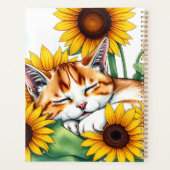 Cute Napping Kitten and Sunflowers Personalized Planer (Rückseite)