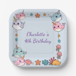 Cute Narwhal fish Pattern Watercolor Under the Sea Pappteller