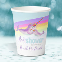 Cute narwhal mother and baby rainbow baby shower