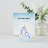 Cute Narwhal Ocean Theme Narwal Birthday Invite Postkarte (Stehend Vorderseite)