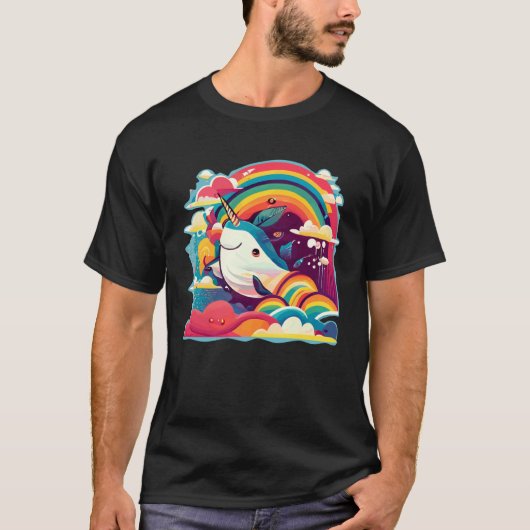 Cute Narwhal Sea Creature Rainbows Clouds And Narw T-Shirt (Vorderseite)