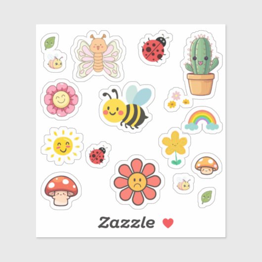 Cute Nature Stickers Aufkleber (Blatt)