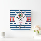 Cute Nautical Alligator Nursery Theme Quadratische Wanduhr (Zuhause)