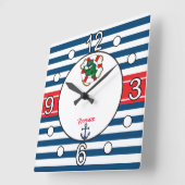 Cute Nautical Alligator Nursery Theme Quadratische Wanduhr (Winkel)