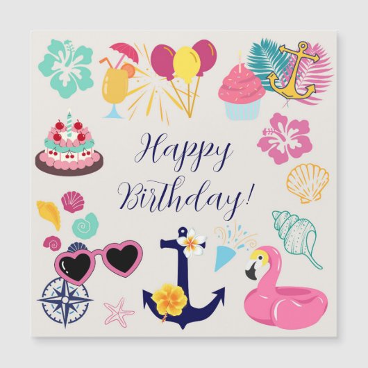 Cute Nautical Birthday Door Magnet (Vorderseite)