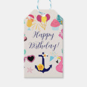   Cute Nautical Birthday Geschenkanhänger (Vorderseite)