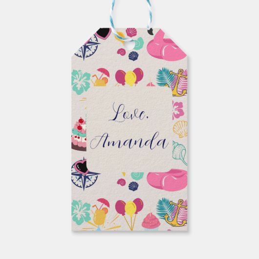   Cute Nautical Birthday Geschenkanhänger (Rückseite)