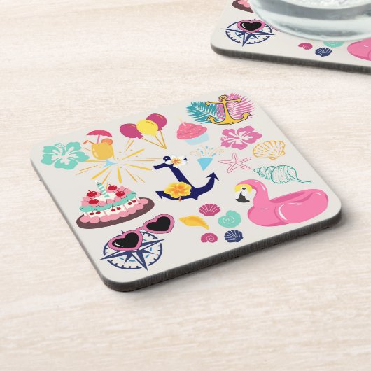 Cute Nautical Birthday Getränkeuntersetzer (Linke Seite)