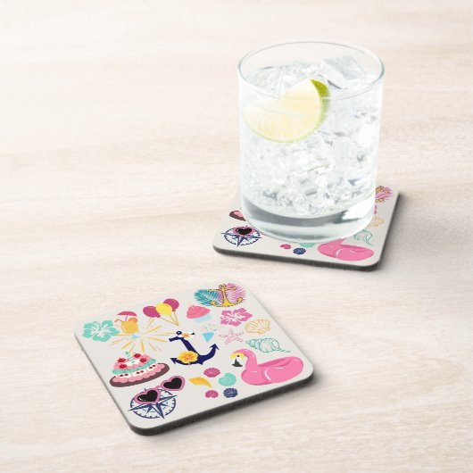 Cute Nautical Birthday Getränkeuntersetzer (Rechte Seite)